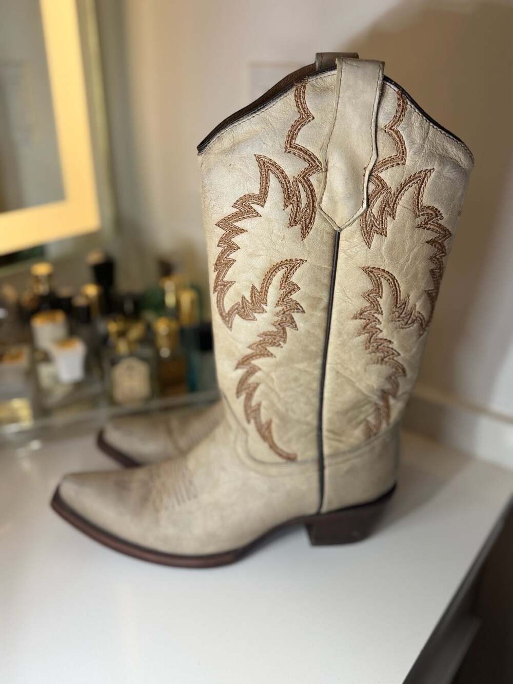 Dan Post Wynona 13 Inch Beige Leather Western Cowboy Boots DP3277